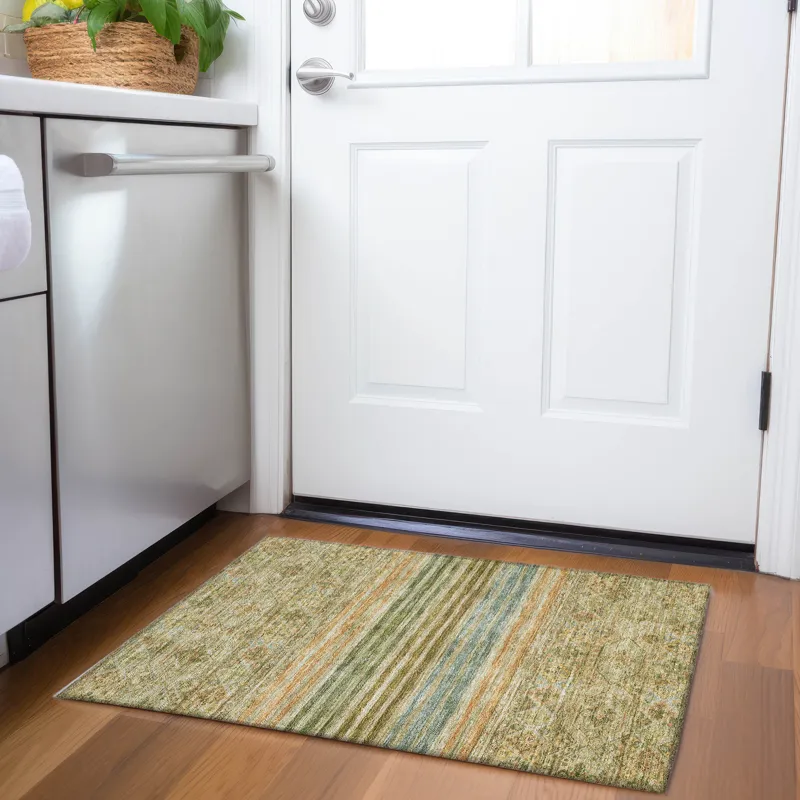 Luxury Washable Indoor/Outdoor Tabrook Aloe 1\'8\" x 2\'6\" Rug