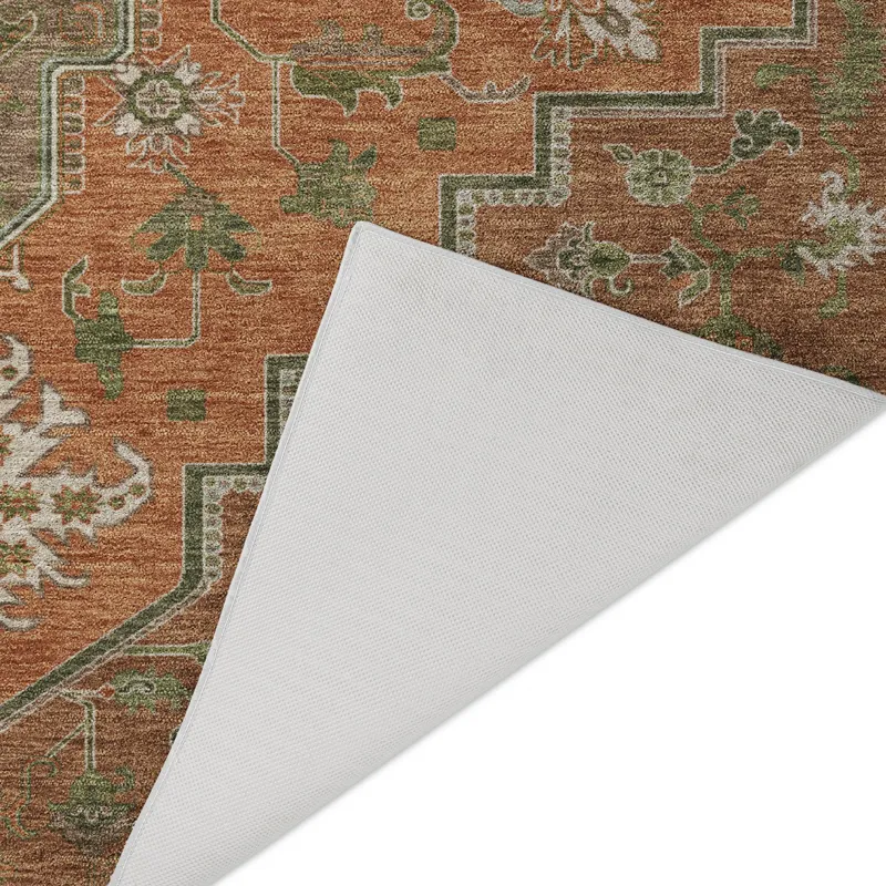 Luxury Washable Indoor/Outdoor Tabrook Rust 3\' x 5\' Rug