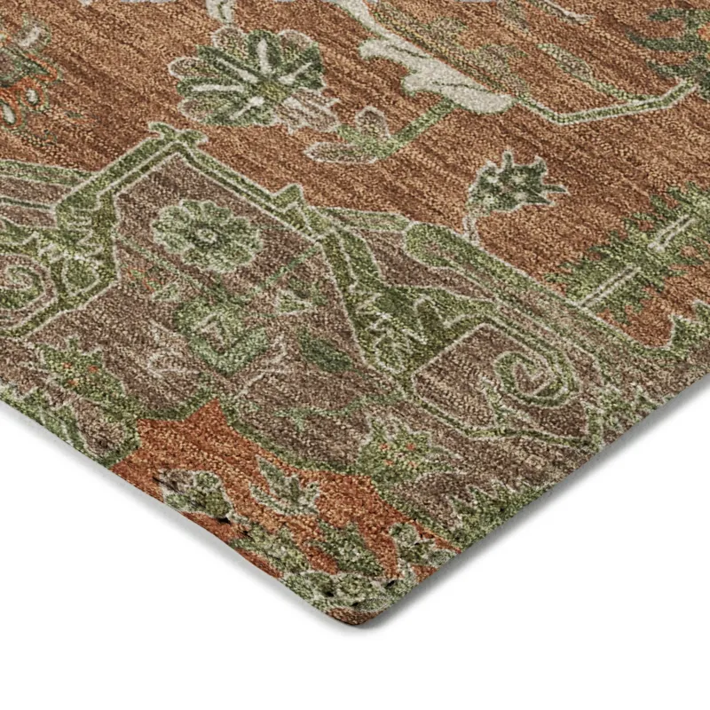 Luxury Washable Indoor/Outdoor Tabrook Rust 3\' x 5\' Rug