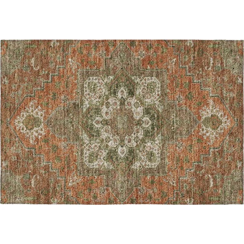 Luxury Washable Indoor/Outdoor Tabrook Rust 1\'8\" x 2\'6\" Rug