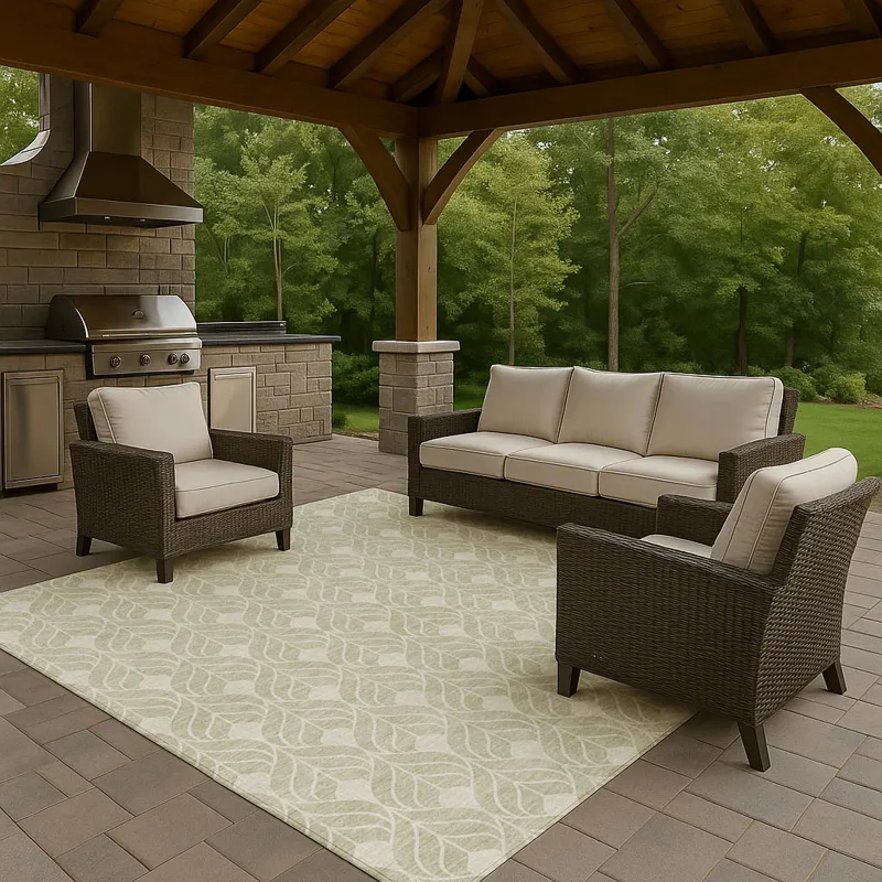 Luxury Washable Indoor/Outdoor The Reserve Celery 10\' x 14\' Rug