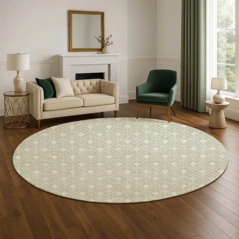 Luxury Washable Indoor/Outdoor The Reserve Celery 8\' x 8\' Round Rug