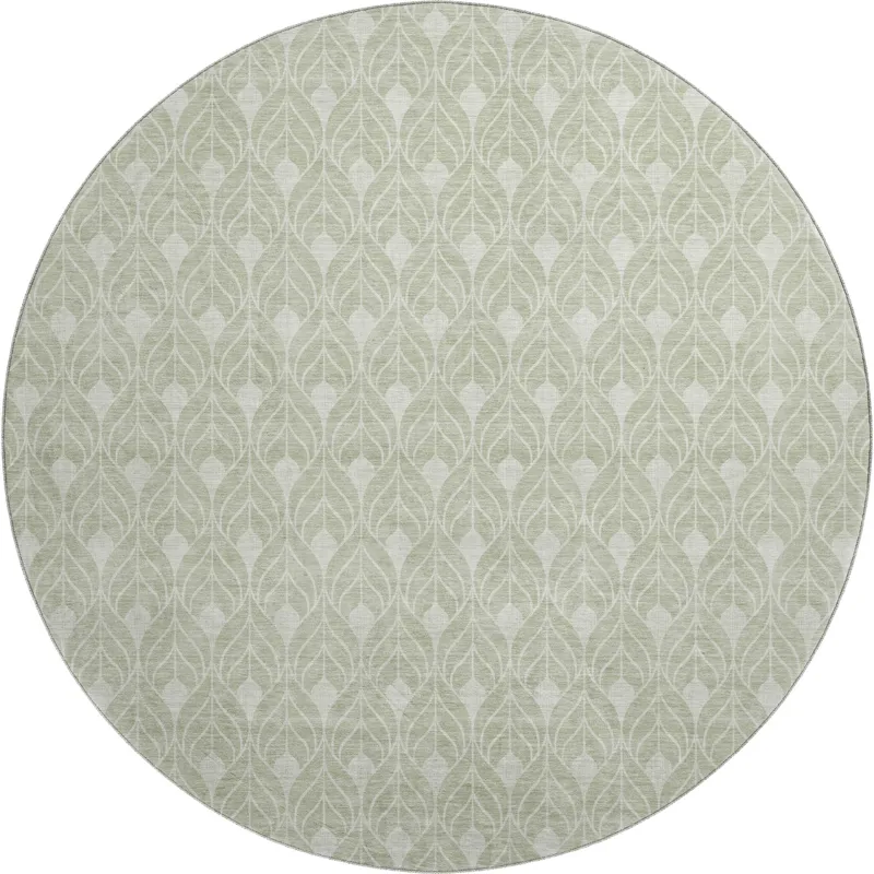 Luxury Washable Indoor/Outdoor The Reserve Celery 8\' x 8\' Round Rug
