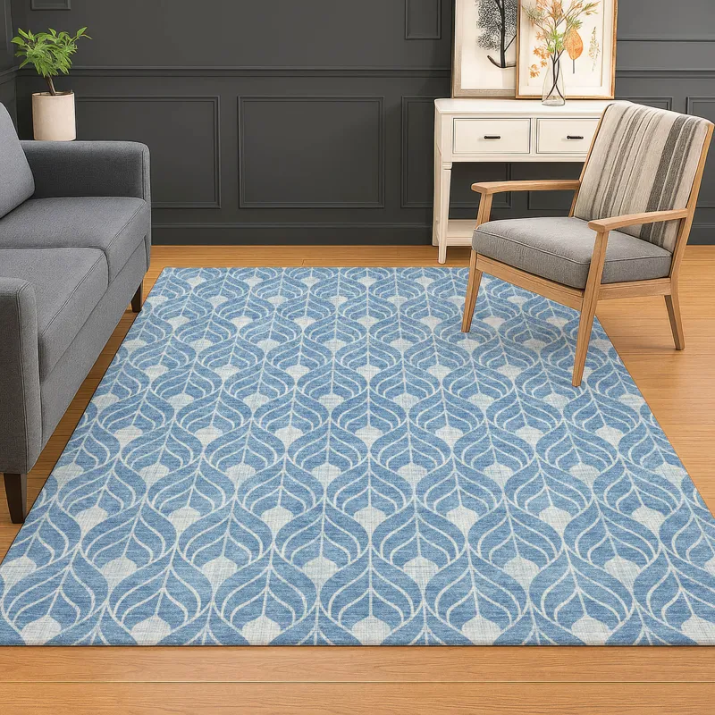 Luxury Washable Indoor/Outdoor The Reserve Denim 2\'6\" x 3\'10\" Rug