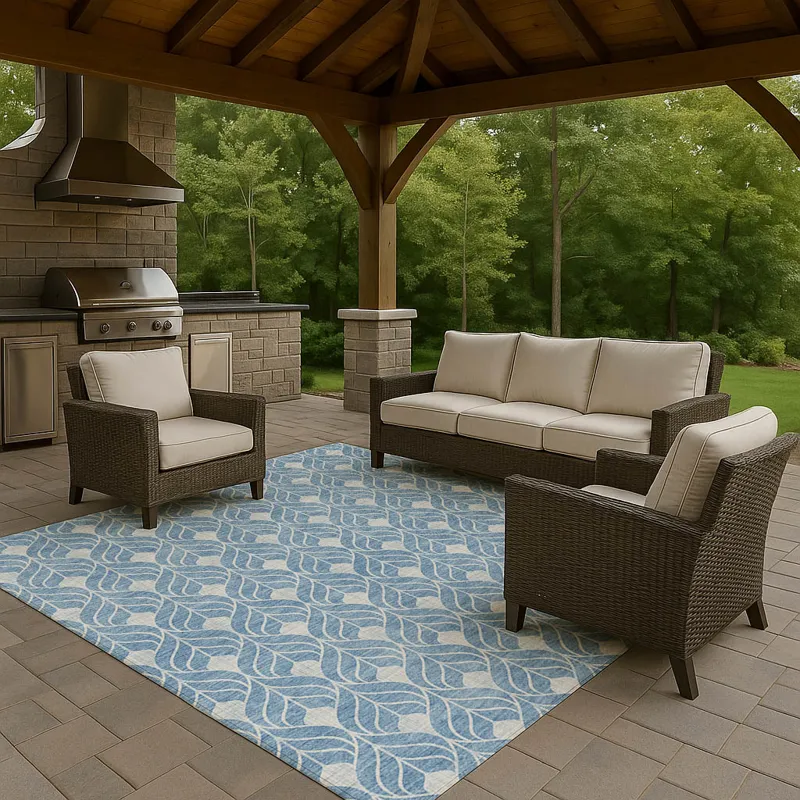 Luxury Washable Indoor/Outdoor The Reserve Denim 2\'6\" x 3\'10\" Rug
