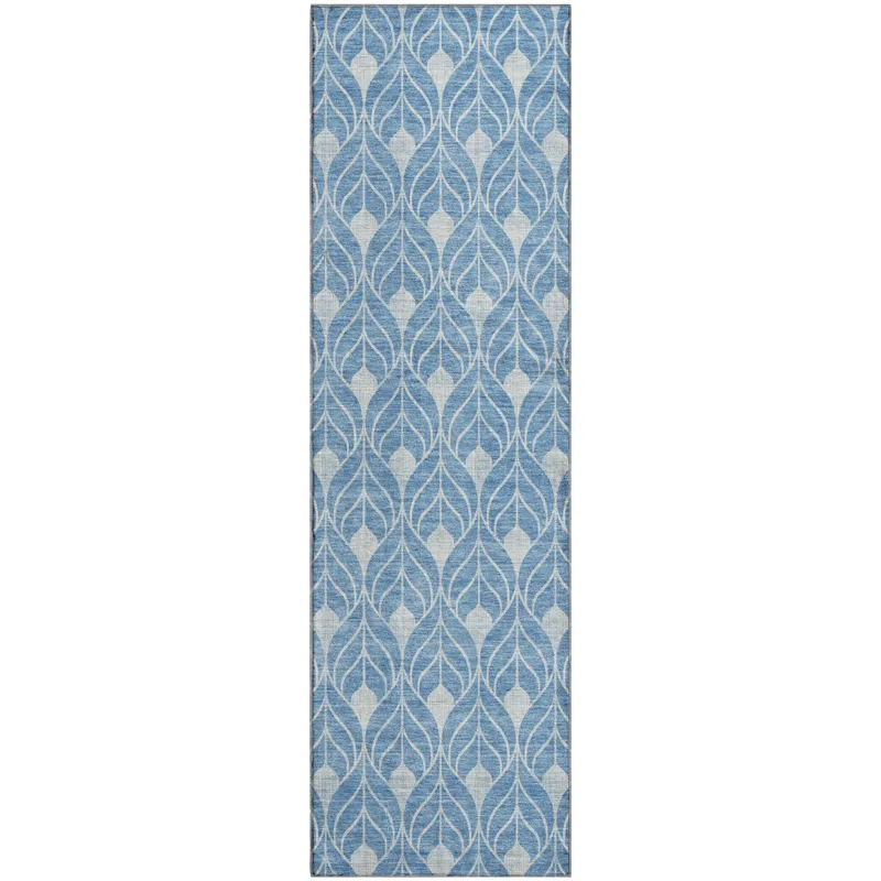 Luxury Washable Indoor/Outdoor The Reserve Denim 2\'3\" x 7\'6\" Runner Rug