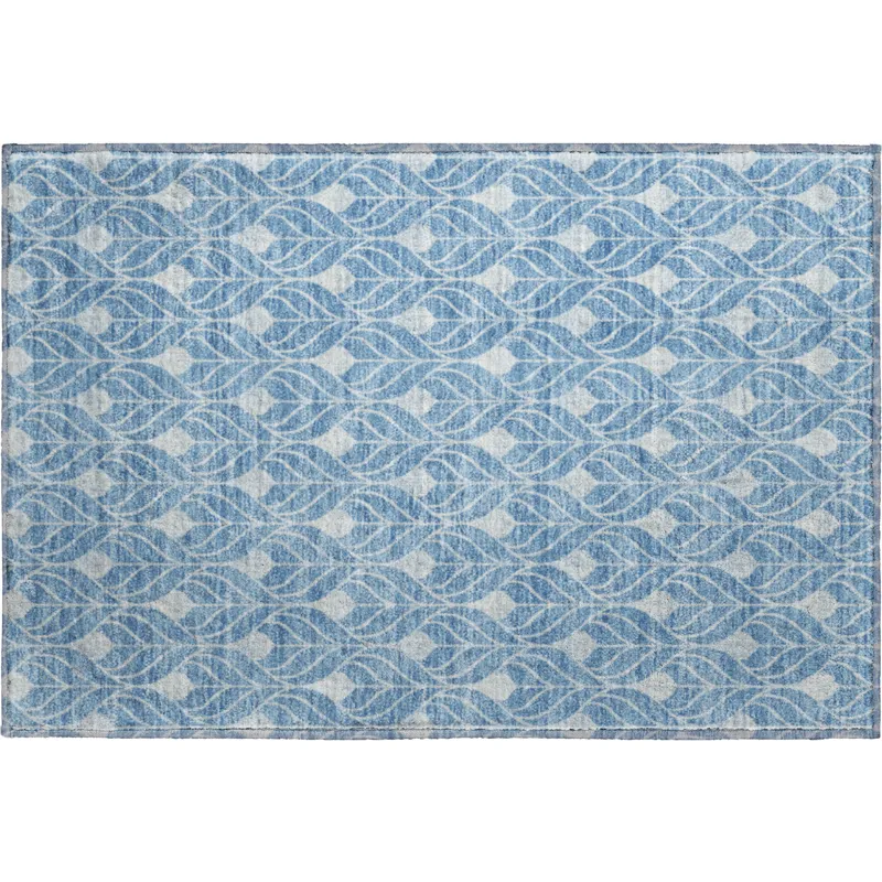 Luxury Washable Indoor/Outdoor The Reserve Denim 1\'8\" x 2\'6\" Rug