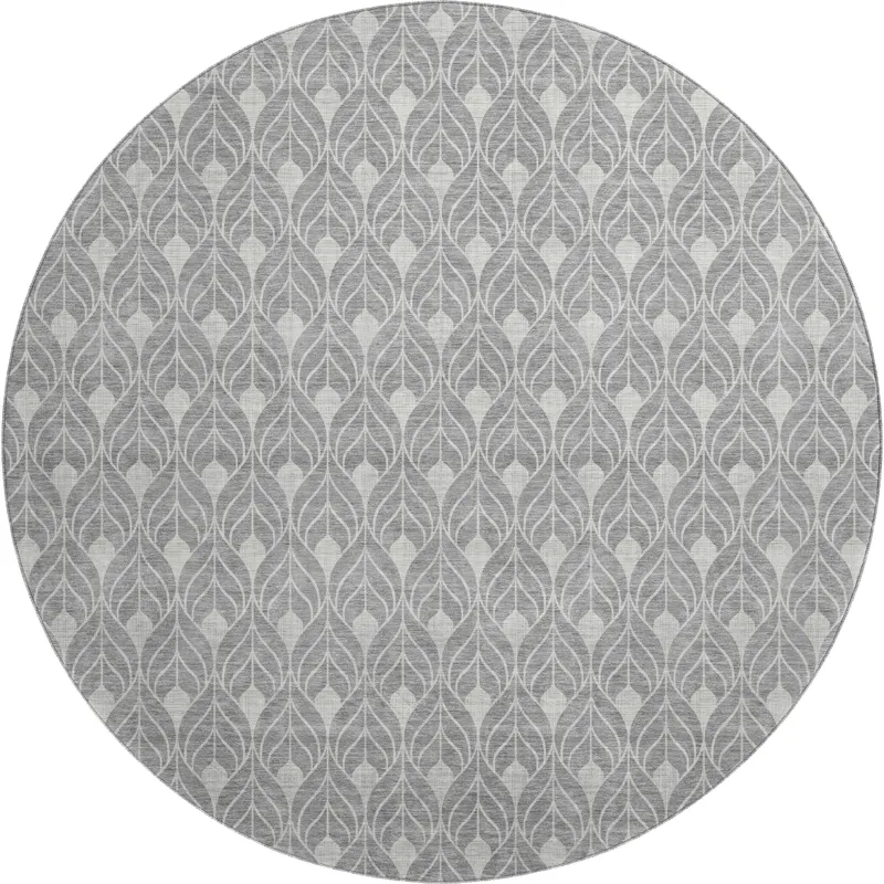 Luxury Washable Indoor/Outdoor The Reserve Gray 8\' x 8\' Round Rug
