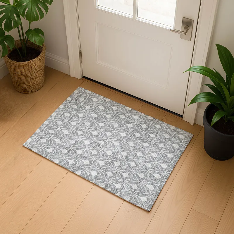 Luxury Washable Indoor/Outdoor The Reserve Gray 1\'8\" x 2\'6\" Rug