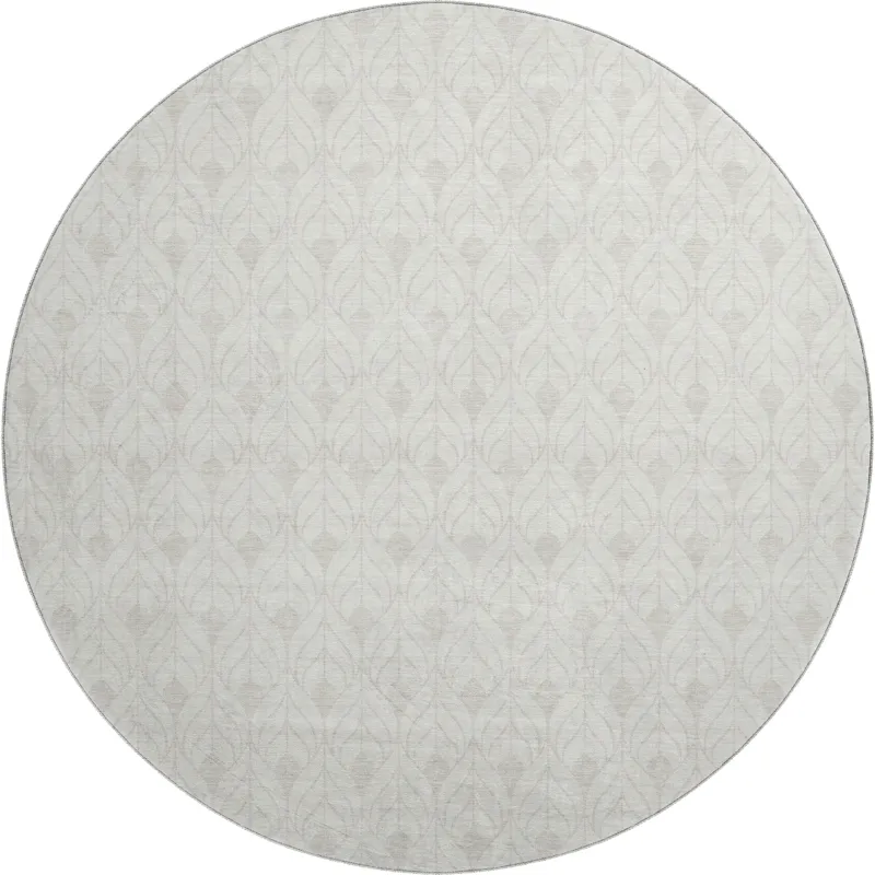 Luxury Washable Indoor/Outdoor The Reserve Ivory 8\' x 8\' Round Rug