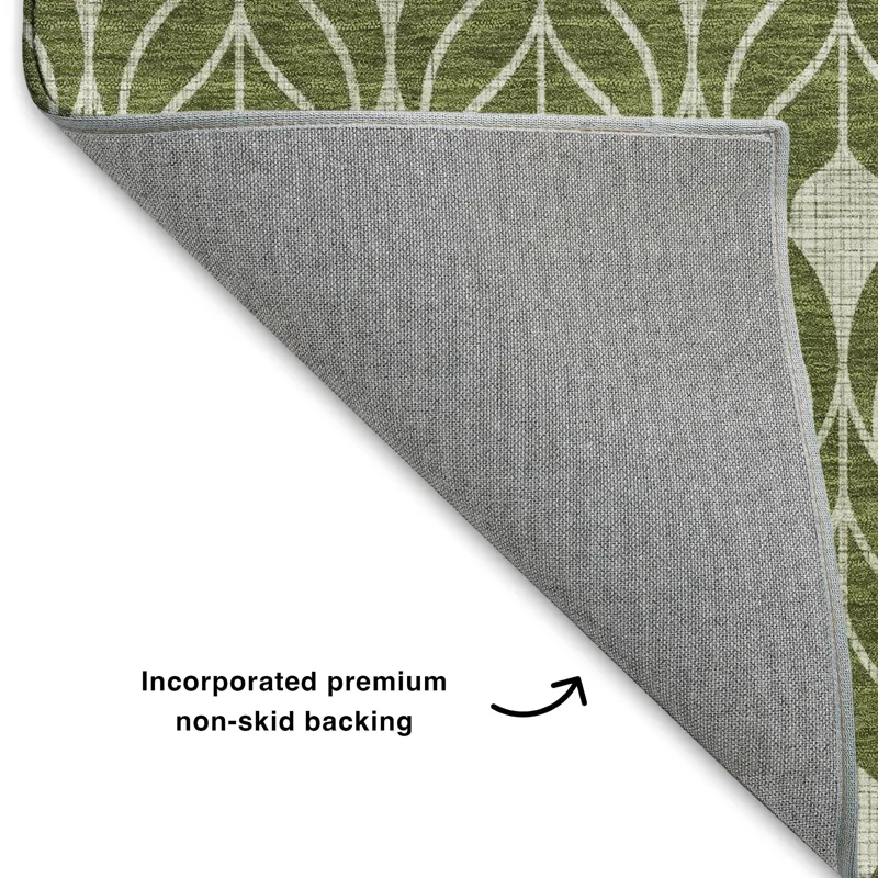 Luxury Washable Indoor/Outdoor The Reserve Olive 9\' x 12\' Rug