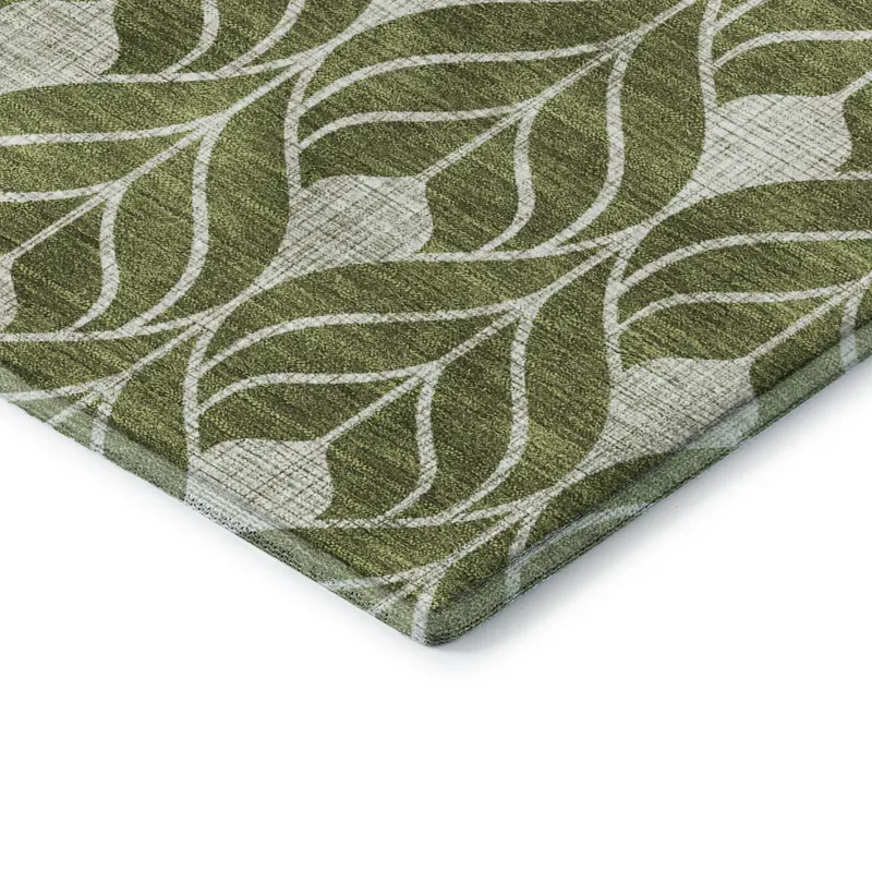 Luxury Washable Indoor/Outdoor The Reserve Olive 9\' x 12\' Rug