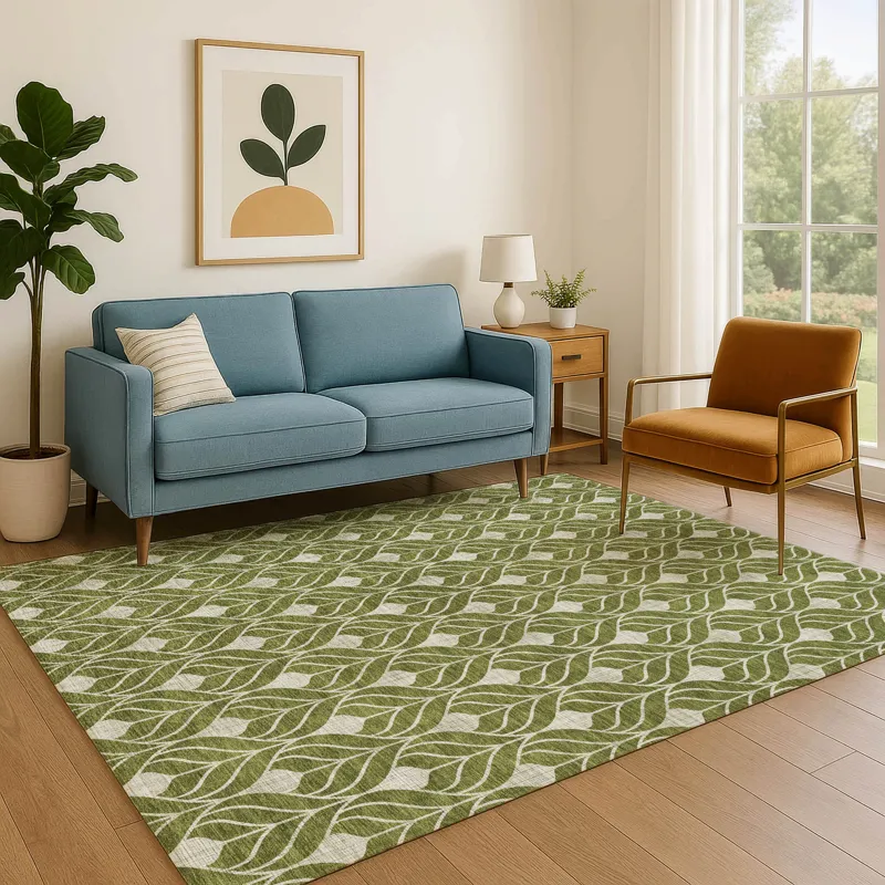Luxury Washable Indoor/Outdoor The Reserve Olive 9\' x 12\' Rug