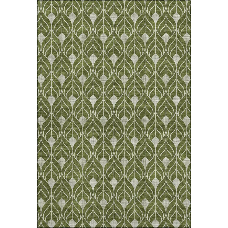 Luxury Washable Indoor/Outdoor The Reserve Olive 9\' x 12\' Rug