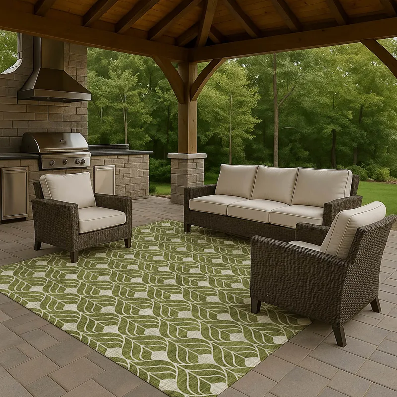 Luxury Washable Indoor/Outdoor The Reserve Olive 9\' x 12\' Rug