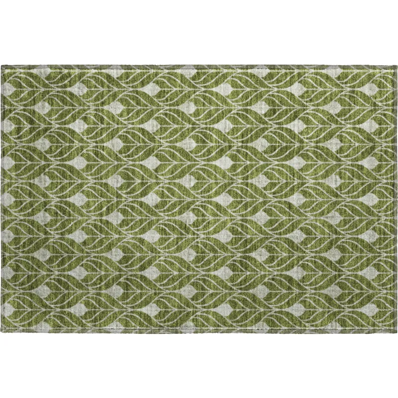 Luxury Washable Indoor/Outdoor The Reserve Olive 1\'8\" x 2\'6\" Rug