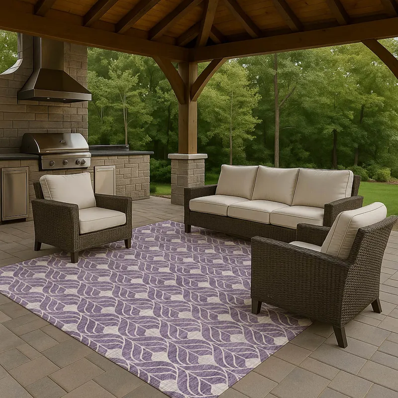 Luxury Washable Indoor/Outdoor The Reserve Plum 8\' x 10\' Rug