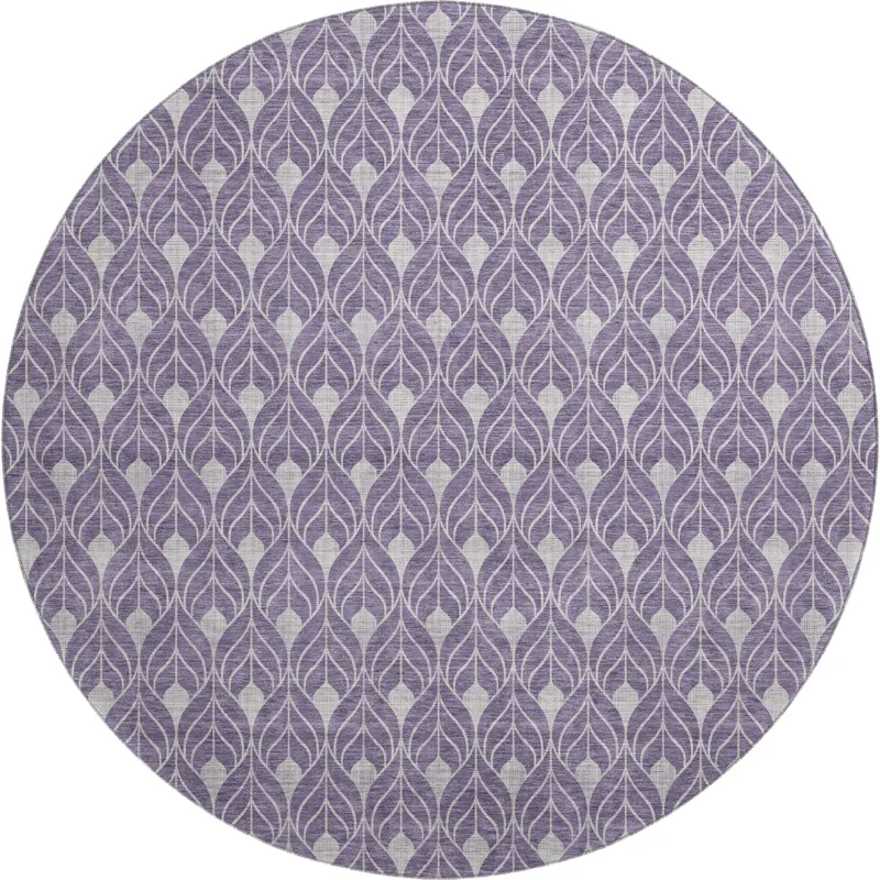 Luxury Washable Indoor/Outdoor The Reserve Plum 8\' x 8\' Round Rug