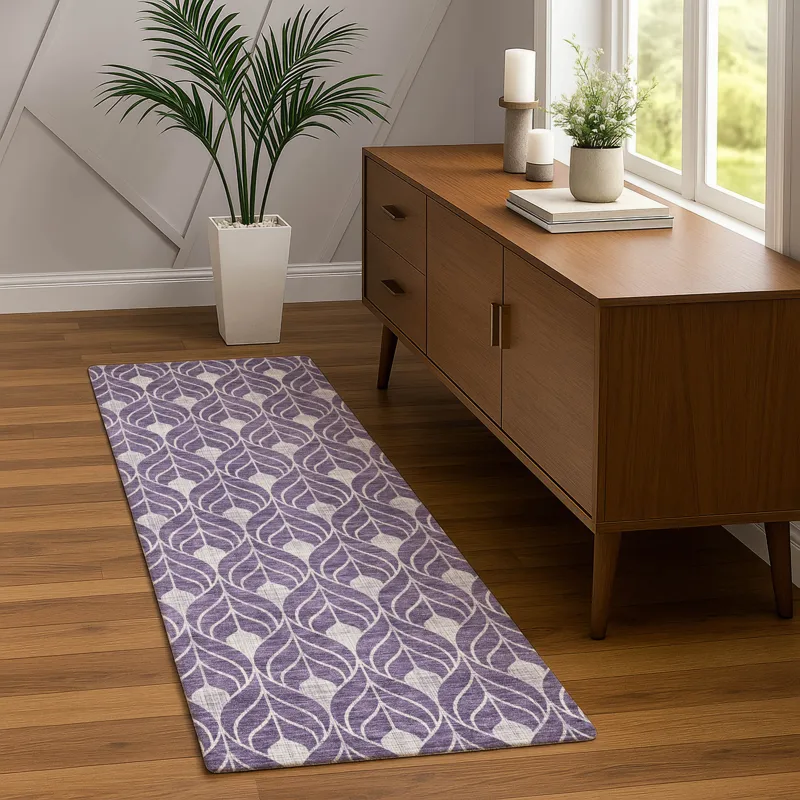 Luxury Washable Indoor/Outdoor The Reserve Plum 2\'3\" x 7\'6\" Runner Rug