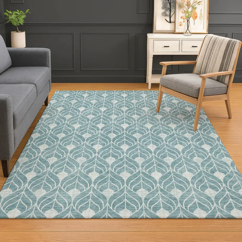 Luxury Washable Indoor/Outdoor The Reserve Teal 3\' x 5\' Rug