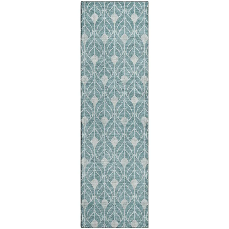 Luxury Washable Indoor/Outdoor The Reserve Teal 2\'3\" x 7\'6\" Runner Rug
