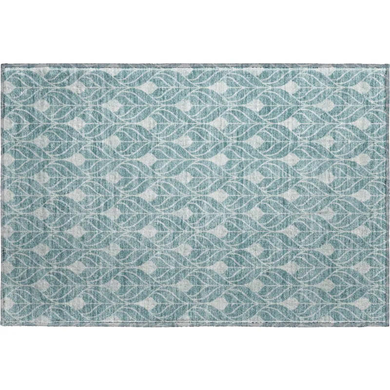 Luxury Washable Indoor/Outdoor The Reserve Teal 1\'8\" x 2\'6\" Rug