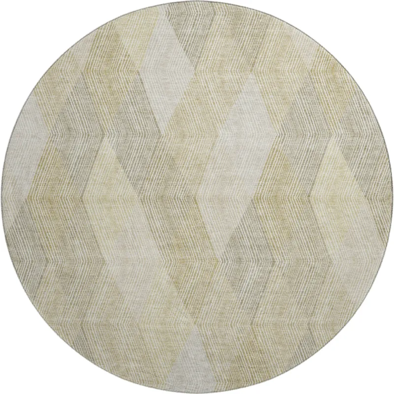 Luxury Washable Indoor/Outdoor The Reserve Beige 8\' x 8\' Round Rug