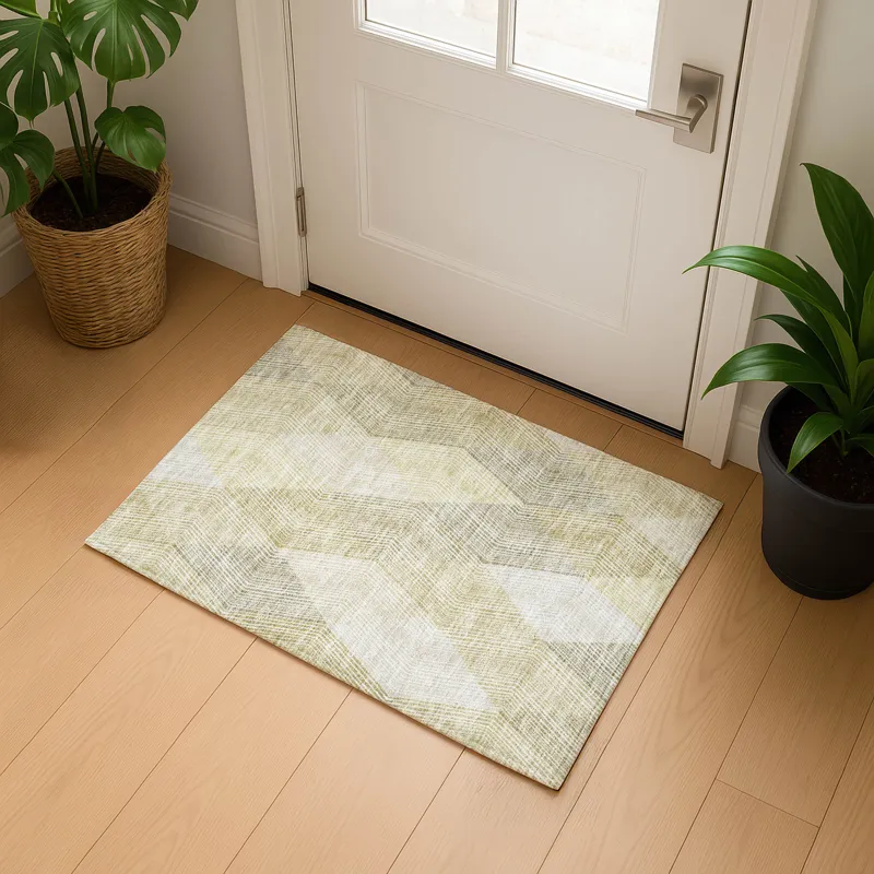 Luxury Washable Indoor/Outdoor The Reserve Beige 1\'8\" x 2\'6\" Rug