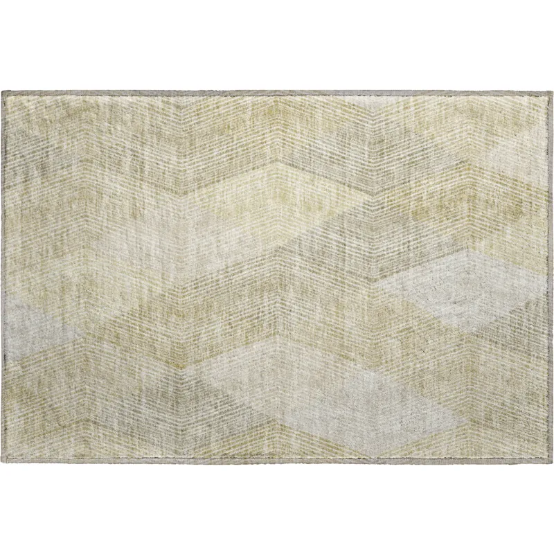 Luxury Washable Indoor/Outdoor The Reserve Beige 1\'8\" x 2\'6\" Rug