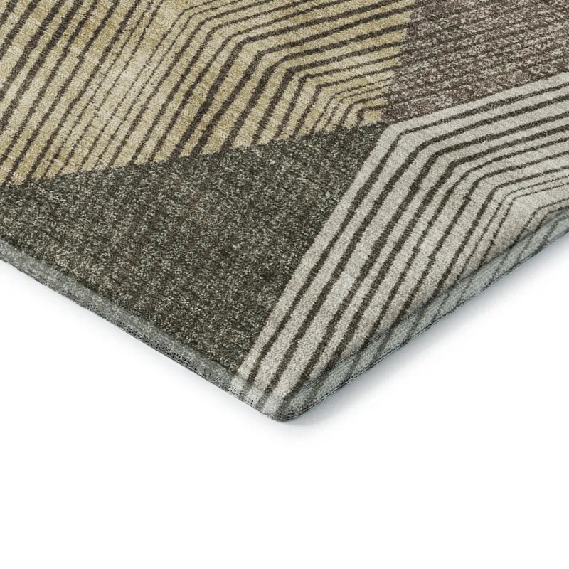 Luxury Washable Indoor/Outdoor The Reserve Brown 1\'8\" x 2\'6\" Rug