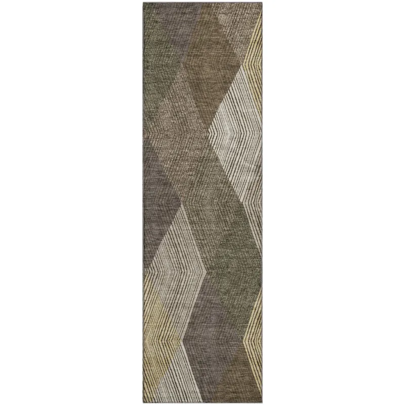 Luxury Washable Indoor/Outdoor The Reserve Brown 2\'3\" x 7\'6\" Runner Rug