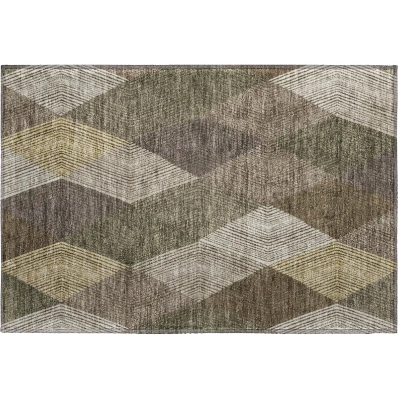 Luxury Washable Indoor/Outdoor The Reserve Brown 1\'8\" x 2\'6\" Rug
