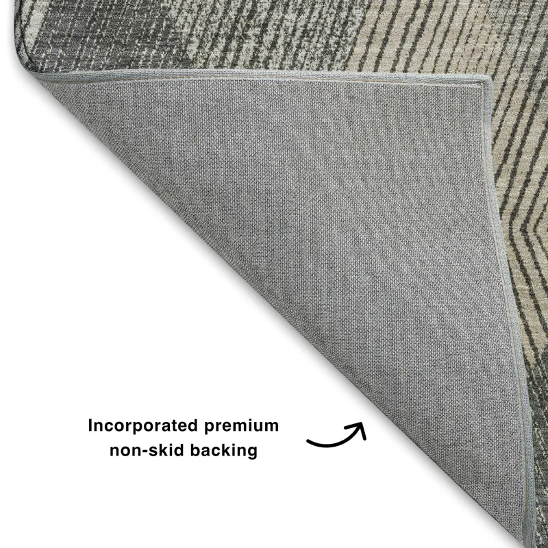 Luxury Washable Indoor/Outdoor The Reserve Charcoal 1\'8\" x 2\'6\" Rug