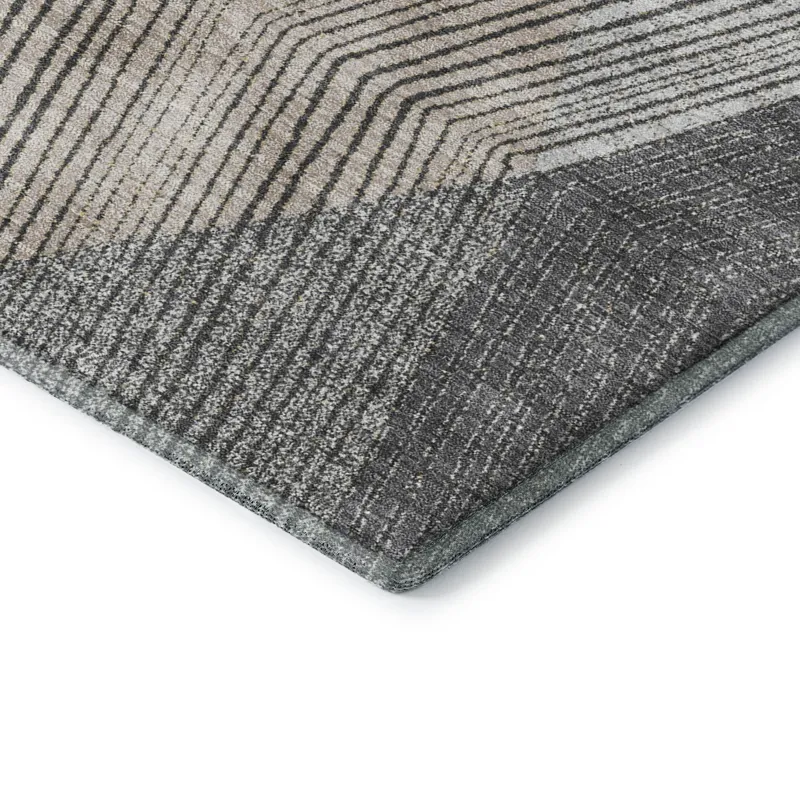Luxury Washable Indoor/Outdoor The Reserve Charcoal 1\'8\" x 2\'6\" Rug