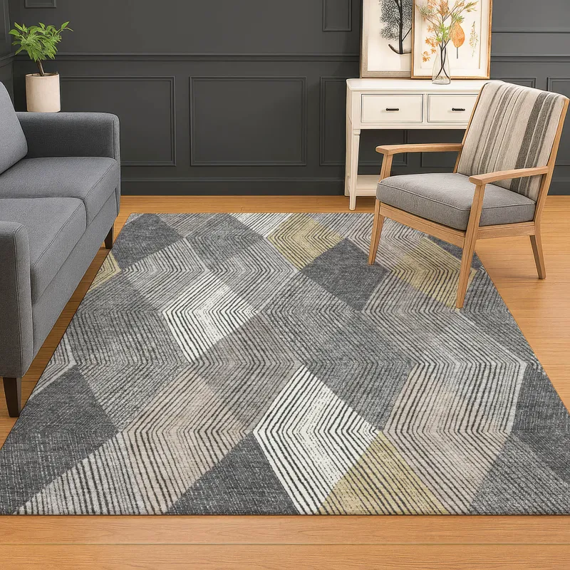 Luxury Washable Indoor/Outdoor The Reserve Charcoal 3\' x 5\' Rug