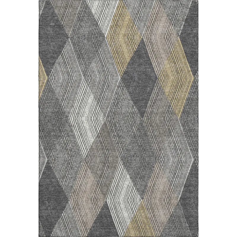 Luxury Washable Indoor/Outdoor The Reserve Charcoal 3\' x 5\' Rug