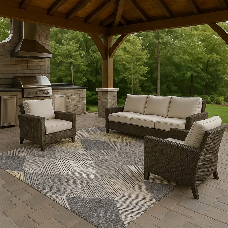 Luxury Washable Indoor/Outdoor The Reserve Charcoal 3\' x 5\' Rug