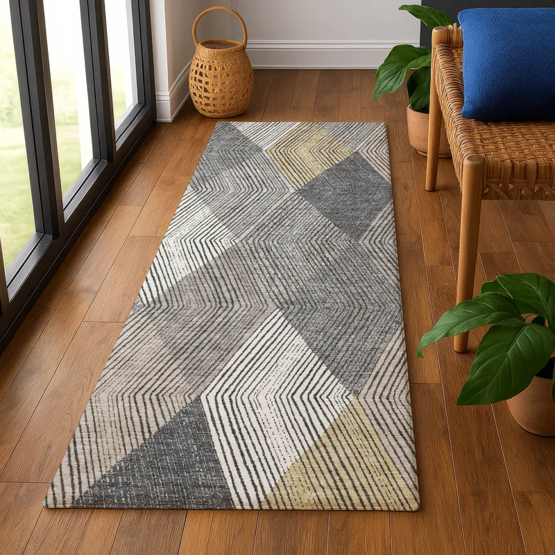Luxury Washable Indoor/Outdoor The Reserve Charcoal 2\'3\" x 7\'6\" Runner Rug