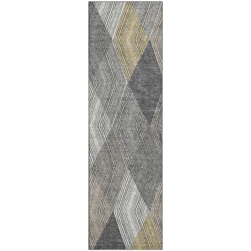Luxury Washable Indoor/Outdoor The Reserve Charcoal 2\'3\" x 7\'6\" Runner Rug