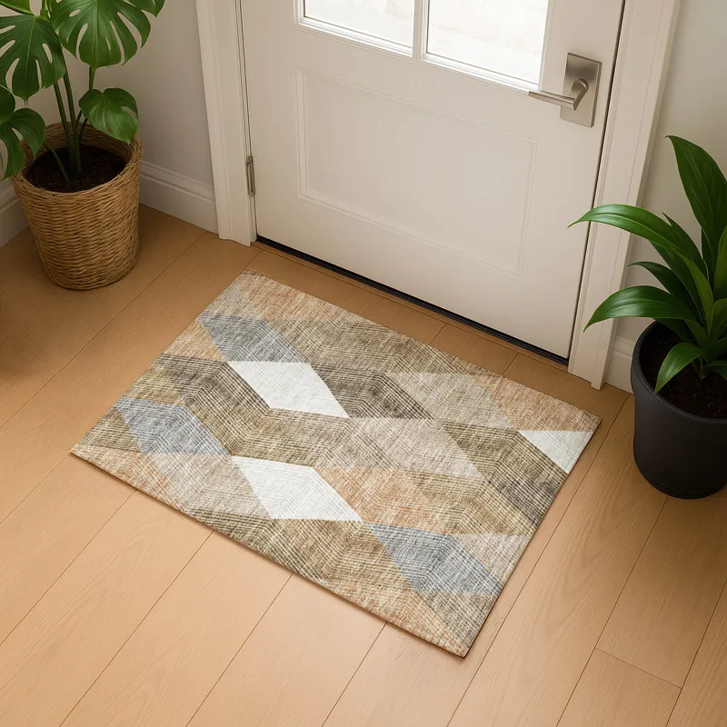 Luxury Washable Indoor/Outdoor The Reserve Copper 1\'8\" x 2\'6\" Rug