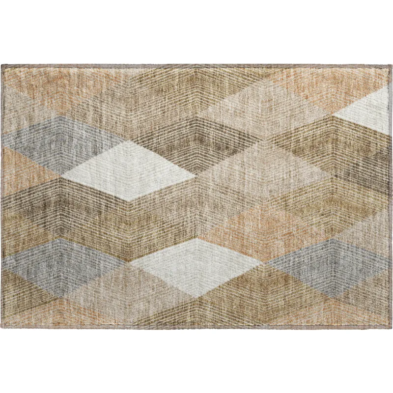 Luxury Washable Indoor/Outdoor The Reserve Copper 1\'8\" x 2\'6\" Rug