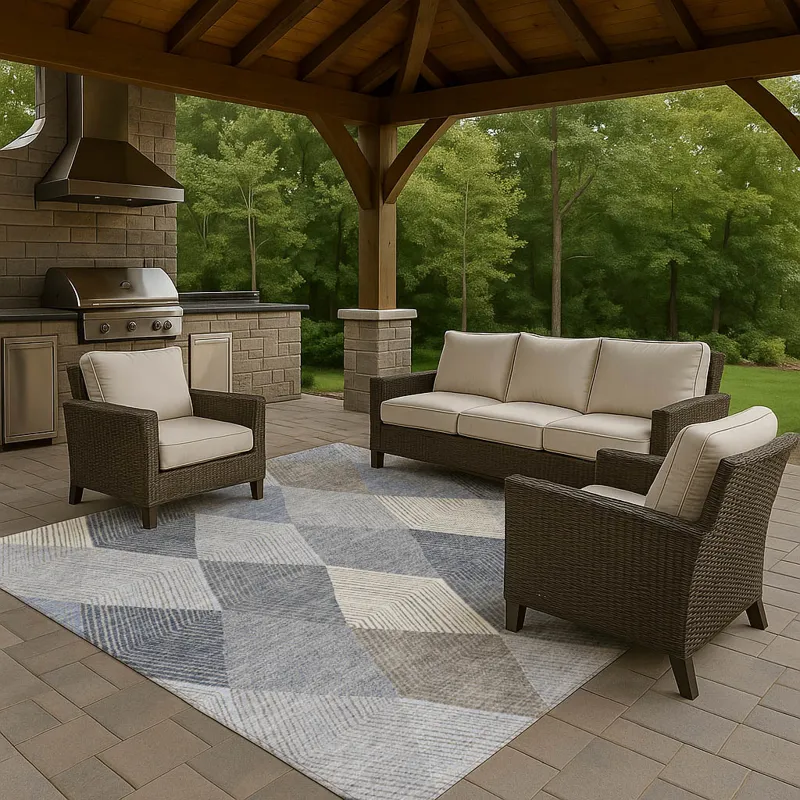 Luxury Washable Indoor/Outdoor The Reserve Denim 5\' x 7\'6\" Rug