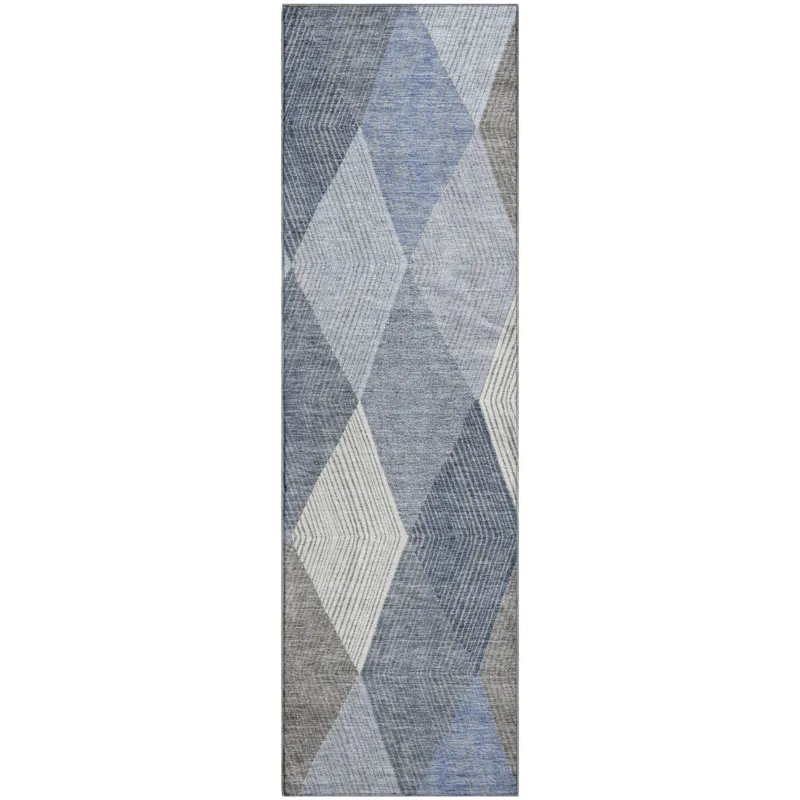 Luxury Washable Indoor/Outdoor The Reserve Denim 2\'3\" x 7\'6\" Runner Rug