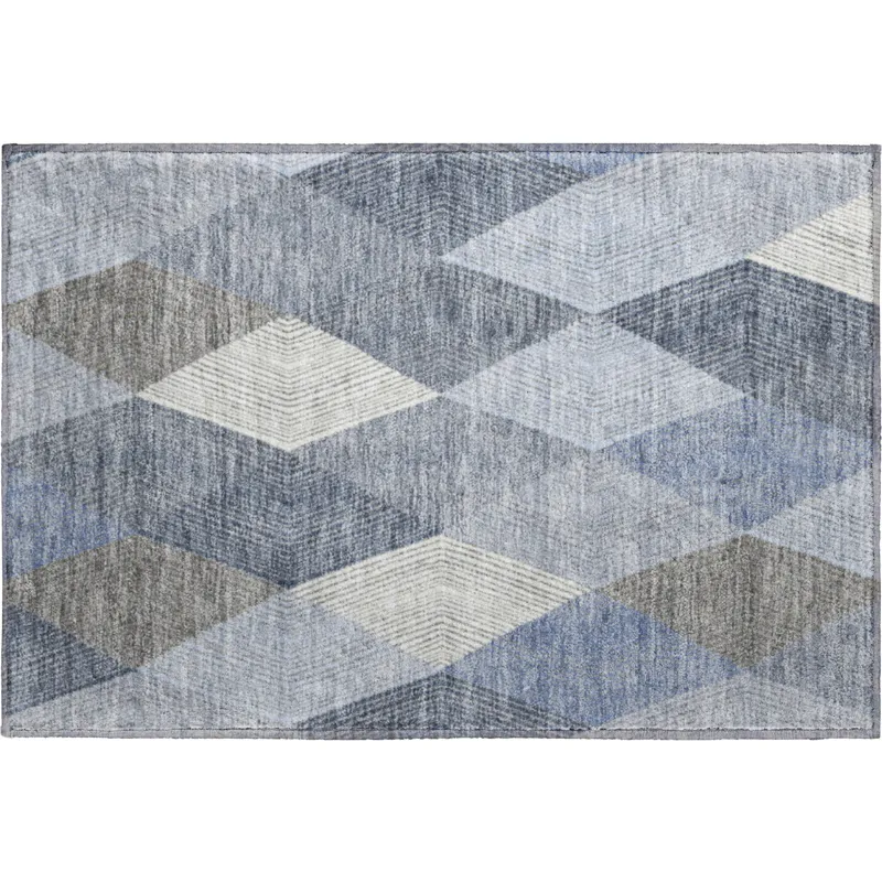 Luxury Washable Indoor/Outdoor The Reserve Denim 1\'8\" x 2\'6\" Rug
