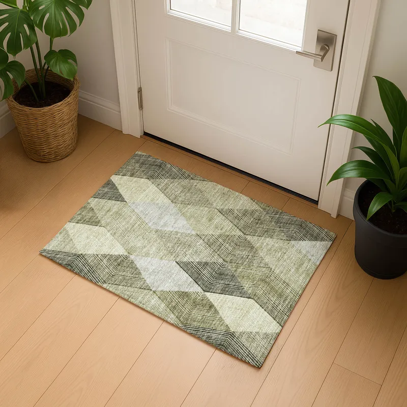 Luxury Washable Indoor/Outdoor The Reserve Fern 1\'8\" x 2\'6\" Rug