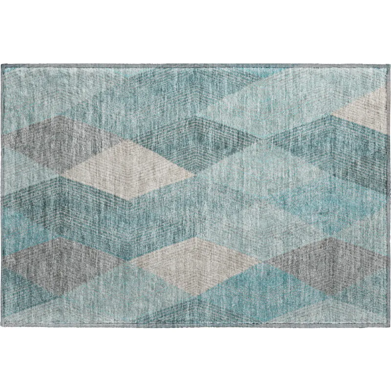 Luxury Washable Indoor/Outdoor The Reserve Turquoise 1\'8\" x 2\'6\" Rug