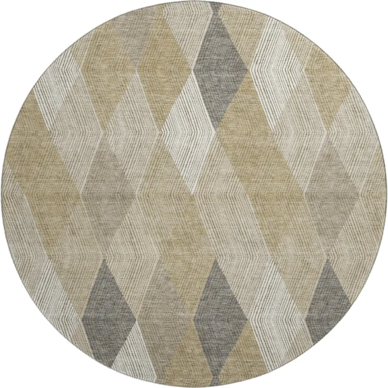 Luxury Washable Indoor/Outdoor The Reserve Wheat 8\' x 8\' Round Rug