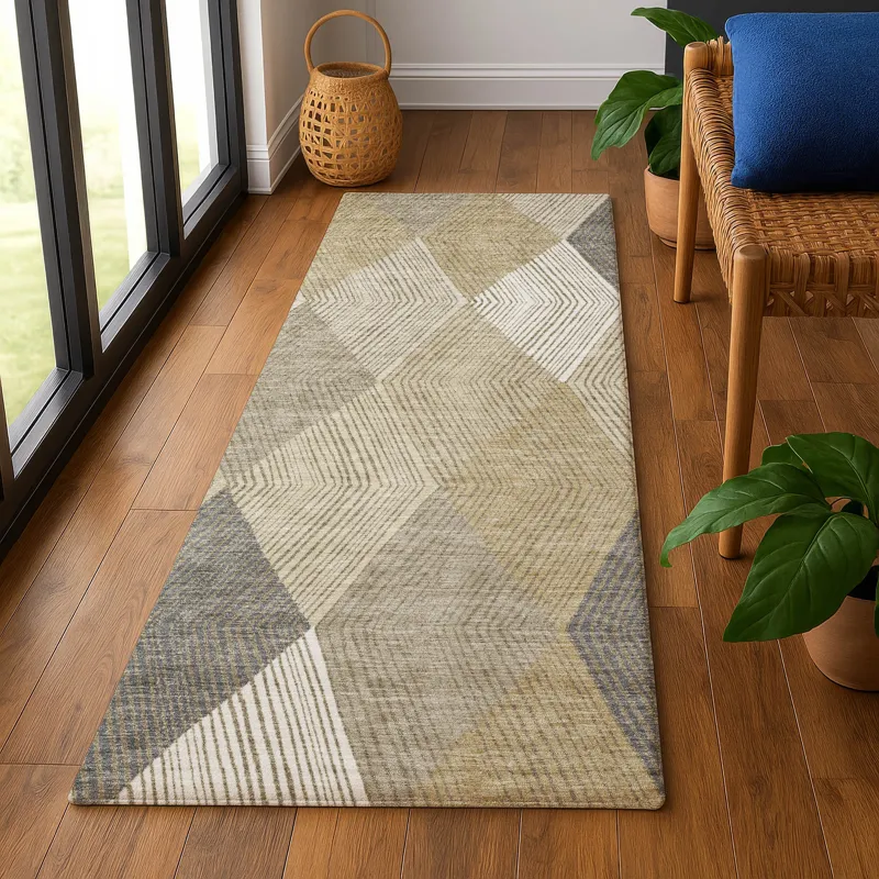 Luxury Washable Indoor/Outdoor The Reserve Wheat 2\'3\" x 7\'6\" Runner Rug