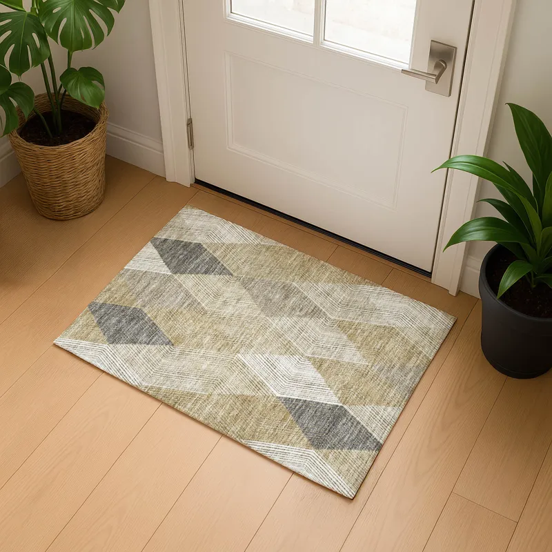 Luxury Washable Indoor/Outdoor The Reserve Wheat 1\'8\" x 2\'6\" Rug