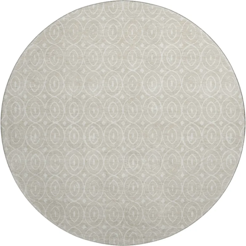 Luxury Washable Indoor/Outdoor The Reserve Beige 8\' x 8\' Round Rug